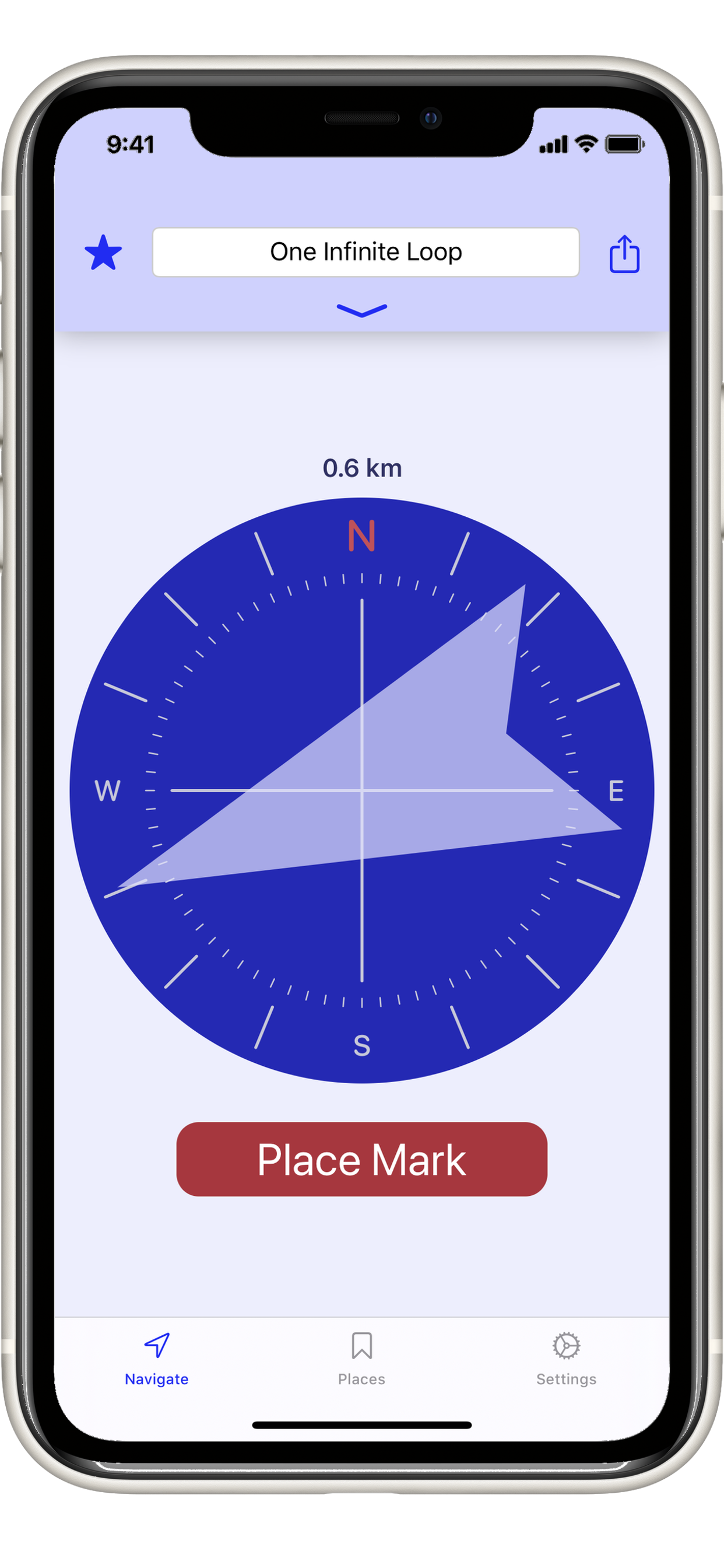 Placemark plus compass screen